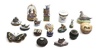 A Collection of Ten Limoges Diminutive Porcelain Boxes, Width of widest 3 inches.