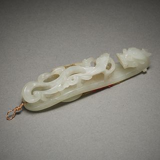 Chinese Pale Jade Dragon Belt Hook