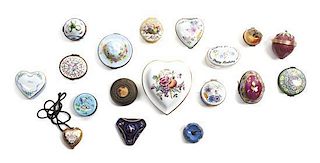 A Collection of Nine Limoges Porcelain Diminutive Boxes, Length of longest 3 1/2 inches.