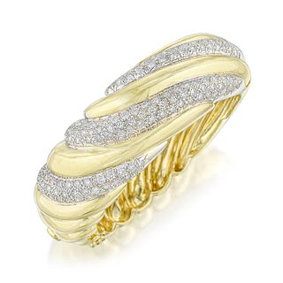 Diamond Swirl Gold Bangle Bracelet