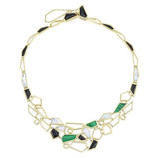 Ippolita Mother of Pearl Onyx and Malachite Gold Necklace