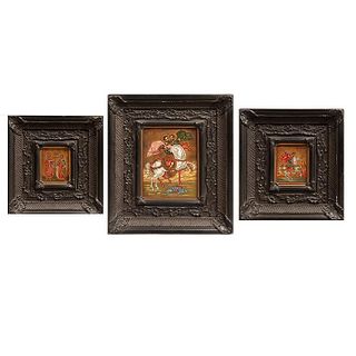 CONSTANTINO PETRAKIS, Íconos religiosos, Firmados, Óleos sobre madera, Uno de 20 x 14 cm y dos de 10 x 8 cm, Piezas: 3