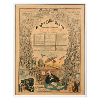 J. Hetzel & Cie, Original Antique Lithograph Poster Jules Verne