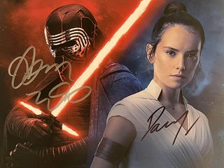 Star Wars Daisy Ridley Adam Driver signed movie photo