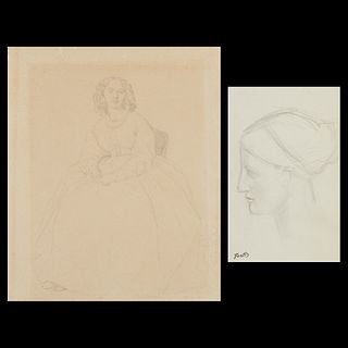 2 Fantin-Latour & Roux French Portrait Drawings