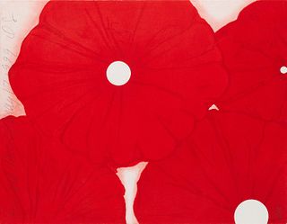 Donald Sultan "Four Red Flowers" Woodcut 1999