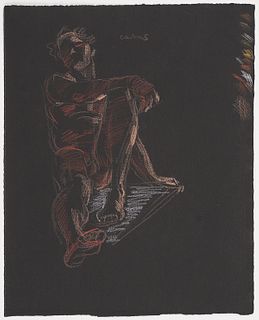 Paul Cadmus Male Nude Crayon on Paper