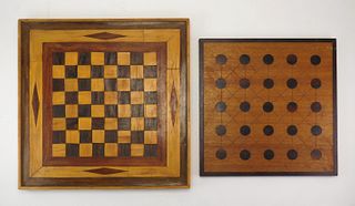 2 Folk art wooden gameboards