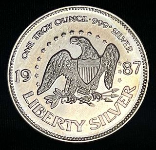 1987 A-Mark "Life Liberty Happiness" 1 ozt .999 Silver