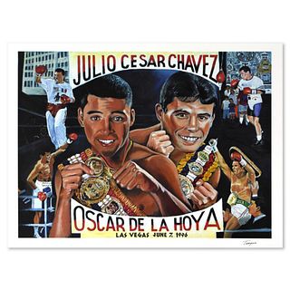 Teague, "Julio Cesar Chavez vs Oscar De La Hoya" Limited Edition Lithograph, Numbered and Hand Signed with Letter of Authenticity