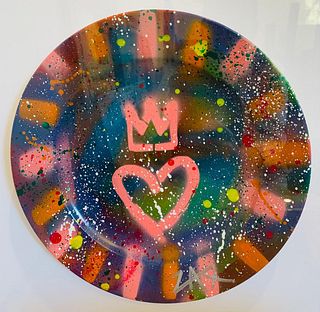 E.M.  ZAX- Original one of a kind hand painted on ceramic "Heart"
