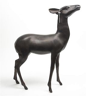 A Bronze Figure of a Deer, Height 21 1/2 inches.