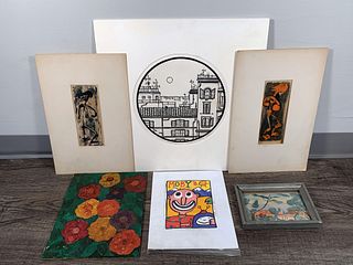 SIGNED ORIGINAL PAINTINGS AND WOODCUT PRINTS