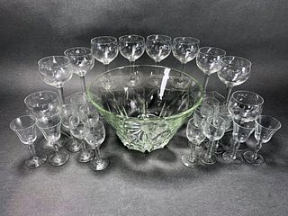 PRINCESS HOUSE PUNCH BOWL AND GLASSES