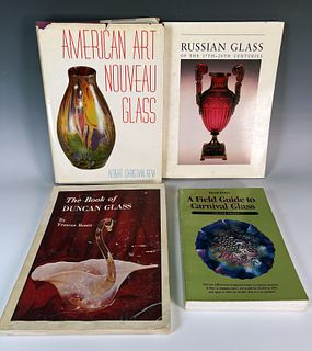 4 BOOKS ON RUSSIAN, CARNIVAL, DUNCAN  AND ART NOUVEAU GLASS, 