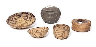 A Collection of Native American Woven Articles, Diameter of largest 8 inches.