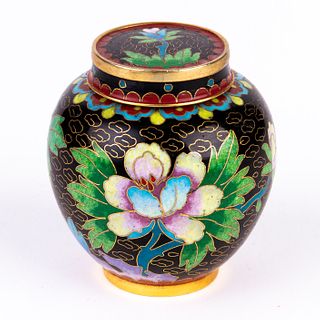 Chinese Cloisonne Enamel Lidded Bronze Blossoms Vase  