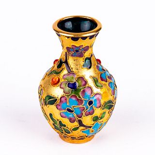 Chinese Gilt Champlevé Cloisonne Prunus Vase 
