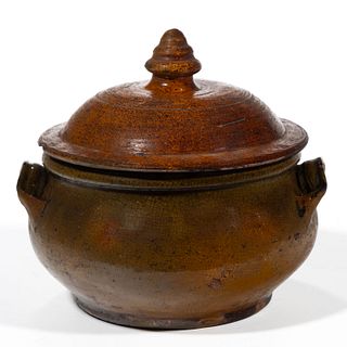 AMERICAN EARTHENWARE / REDWARE COVERED DISH