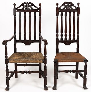 COLONIAL REVIVAL GAINES-SCHOOL BAROQUE-STYLE PAIR OF CHAIRS