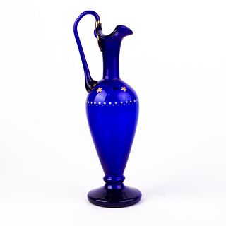 Bristol Blue Victorian Glass Ewer 19th Century
