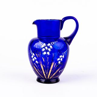Bristol Blue Victorian Glass Jug 19th Century