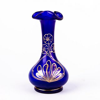 Art Nouveau Bristol Blue Glass Vase 