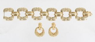La Triomphe 14k Gold Bracelet and 18k Earrings