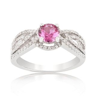 0.70ct UNHEATED Pink Sapphire and 0.44ctw Diamond 14K White Gold Ring