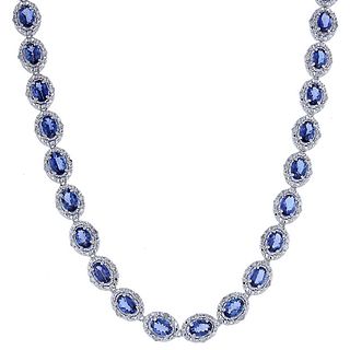 18.48ctw Tanzanite and 1.19ctw Diamond Necklace