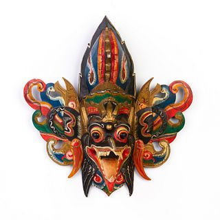 Indonesian Balinese Polychrome Carved Wood Mask