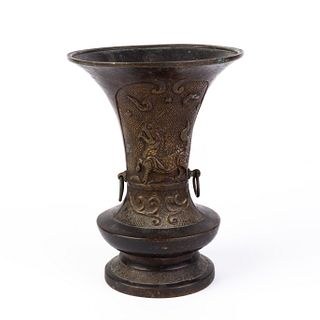 Japanese Gilded Bronze Meiji Gu Vase
