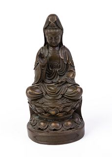 Chinese Gilded Bronze Sculpture of a Quanyin 18th Century 