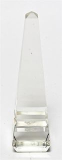 An English Cut Glass Obelisk. Height 10 inches.