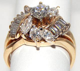 14k Gold & Diamond Cocktail Ring 1.97 ct 
