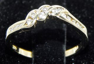 14k Gold Ring with 15 Channel Set Diamonds