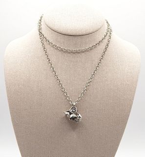 .925 Sterling Silver Chain Necklace with 9 Charm, Flower Pendant Cluster