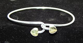 Tiffany & Co. .925 Sterling Silver & 18k Gold Wire Bracelet with Hearts