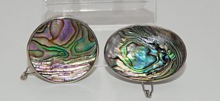 .925 Sterling Silver & Abalone Pill Boxes (2 items)