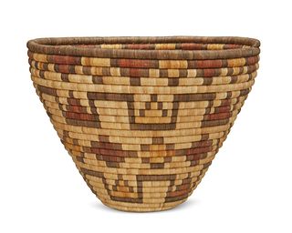 A large polychrome Hopi Pueblo basket