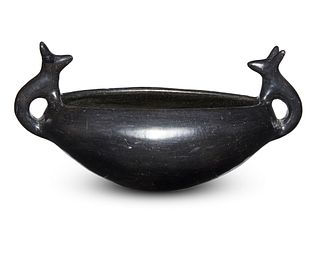 A Santa Clara Pueblo blackware pottery bowl