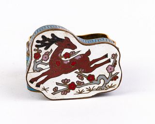 Chinese Enamel Cloisonne Blossoms Snuff Box