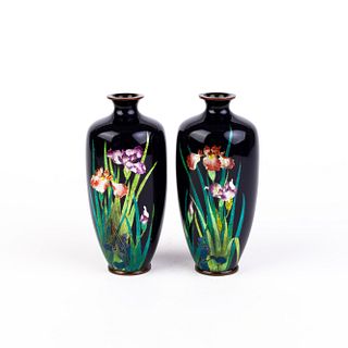 Pair of Japanese Enamel Cloisonne Vases Meiji 