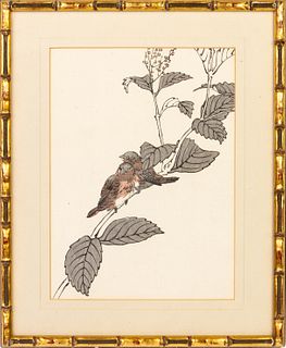 Signed Meiji Japanese Woodblock Print Birds