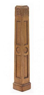 An Arts & Crafts Oak Newel Post, Height 40 1/2 inches.