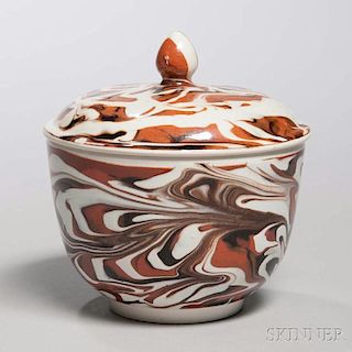 Pearlware Slip-marbled Sugar Bowl