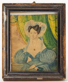 Watercolor Portrait of a Lady in Blue