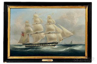 William John Huggins (United Kingdom, 1781-1845)      Portrait of the Seringapatam  , Pioneer Ship of Green's Black Wall Line