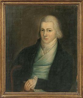 American School, Late 18th Century      Portrait of a Young Gentleman in a Powdered Wig
