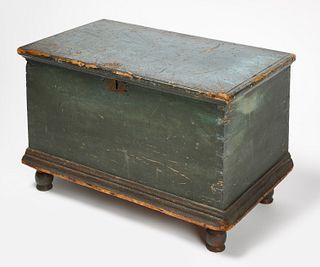 Rare Small Painted Ball Foot Chest